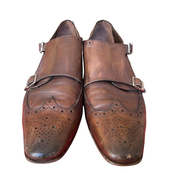 John Bakers Brown Leather Semi Brogue Double Monk Strap Shoes Mens 43.5 US 10 main image 6